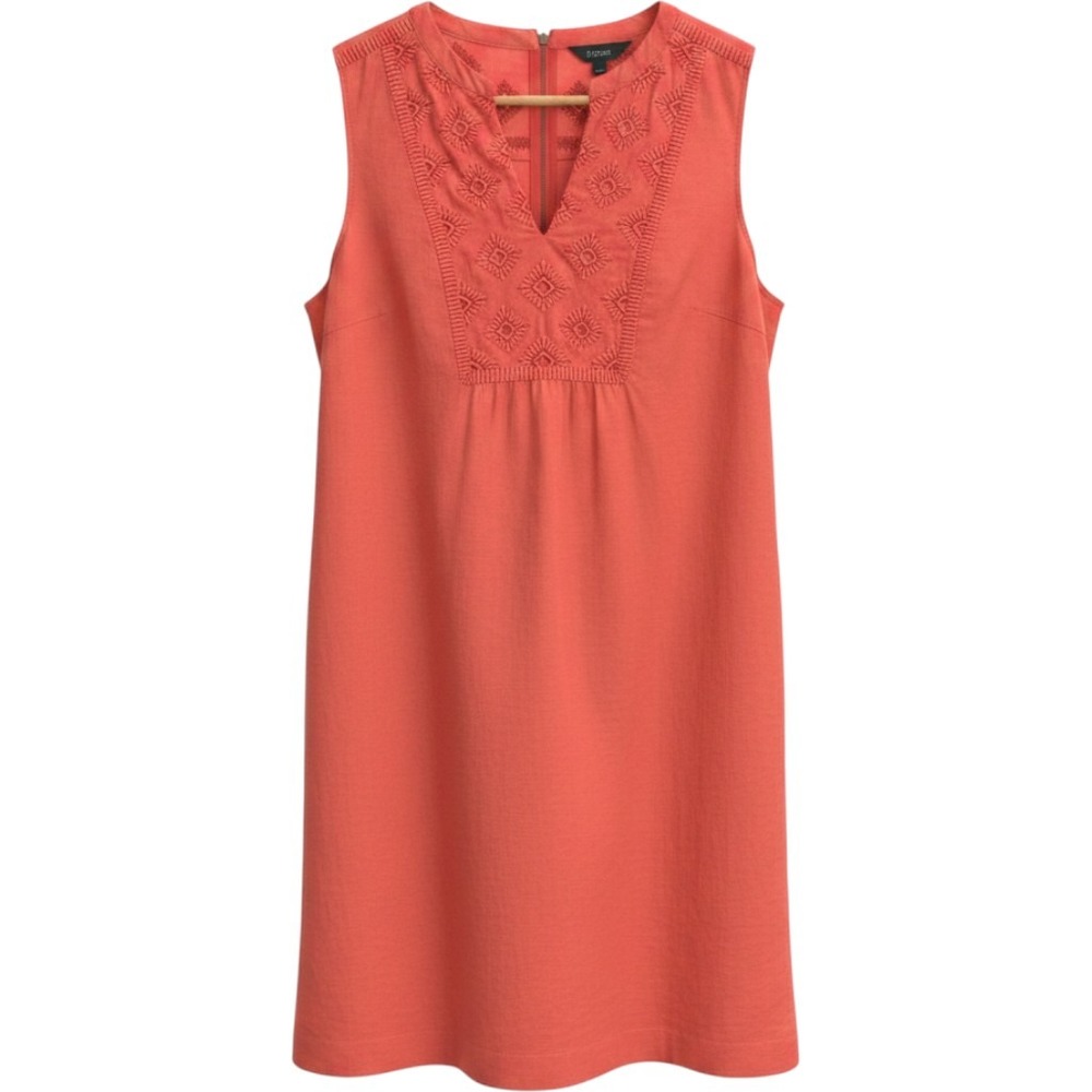 J.Crew L Linen Cotton Embroidered Sleeveless Shift Dress Coral Pink Orange Loose